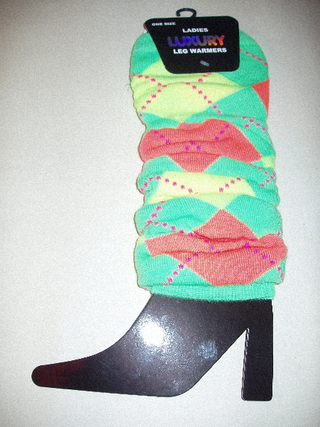 (image for) Luxury Argyle Neon Green Legwarmers